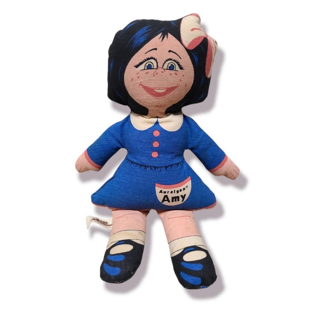 The Toy Works Vintage Auralgan Amy Printed Cloth Plush Stuffed Doll - 11"